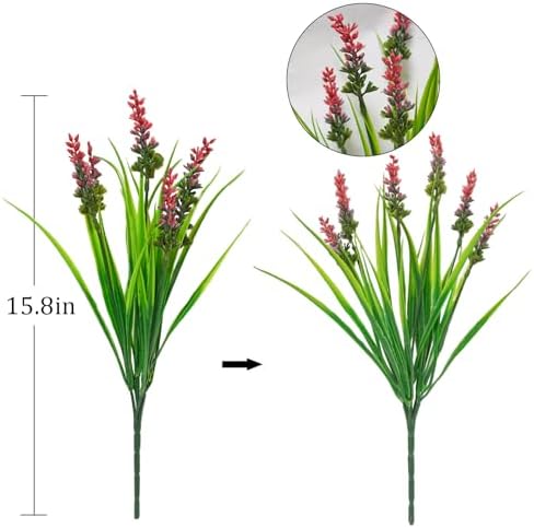 40 Bundles Artificial Monkey Grass with Red Lavender Flowers