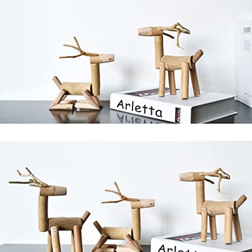 Tontaly Wooden Deer Statue 8-inch Desktop Decor