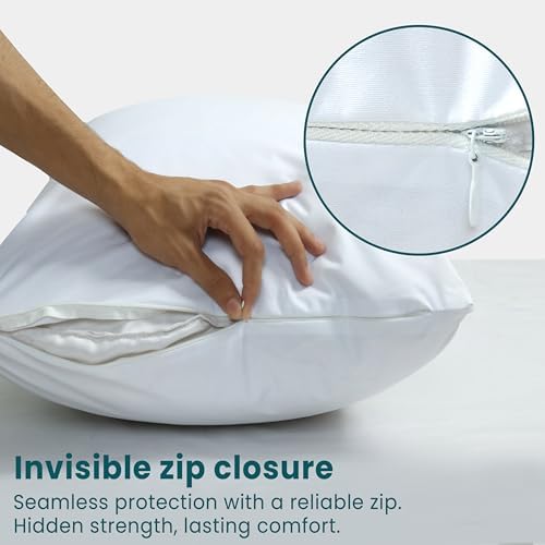Waterproof Pillow Protectors Set of 4 with Zipper