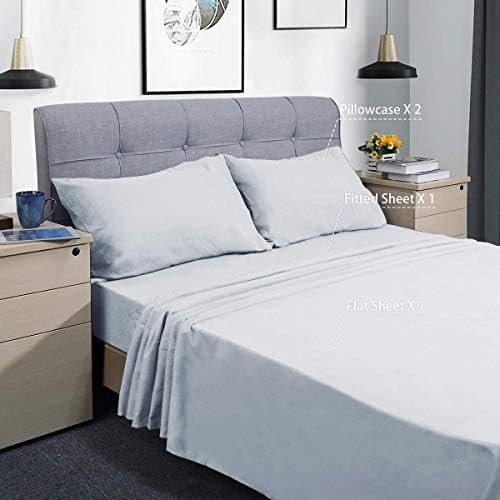 Theadology 100 Cotton Sheet Set Twin XL Ice Blue