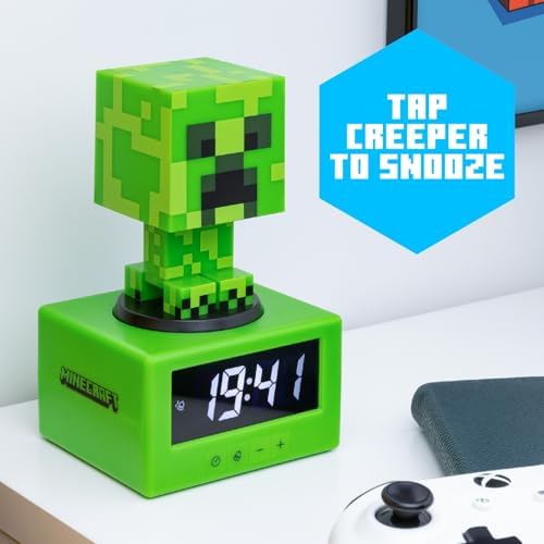 Paladone Minecraft Creeper Alarm Clock - Kids Night Light