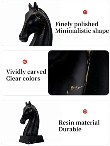 12 Inches Black Horse Head Resin Sculpture