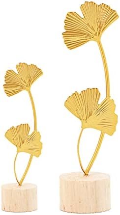 ARFUKA Ginkgo Leaf Statues Pack of 2 Gold Home Decor