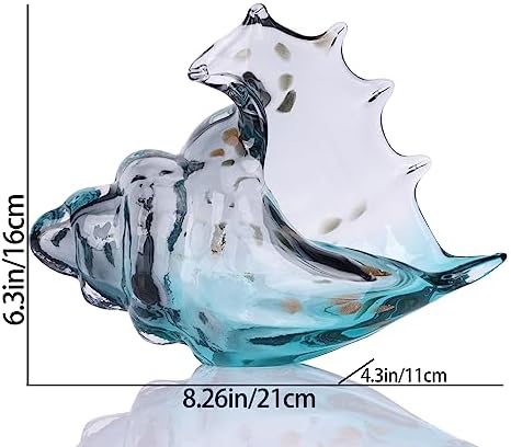 Hand Blown Gray Glass Conch Statue Decor 1