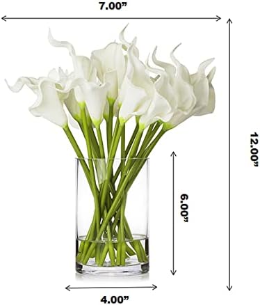 ENOVA FLORAL 20-Piece Real Touch Lilies Arrangement with Glass Vase