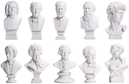 Waldosia 10-Piece Great Composers Bust Statue Set with Artemis and David
