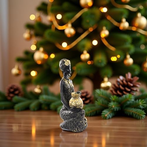 African Lady Statue with Tribal Totem for Home Decoration