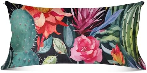 GAIGEO Flower Wallpaper Black Pillow Covers with Zipper