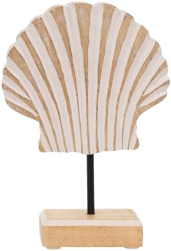 Boston International Mango Wood Scallop Sculpture 8 Inch Tall
