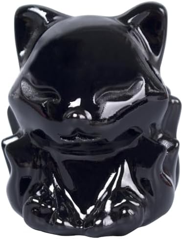 Black Obsidian Nine-Tailed Fox Statue Decor