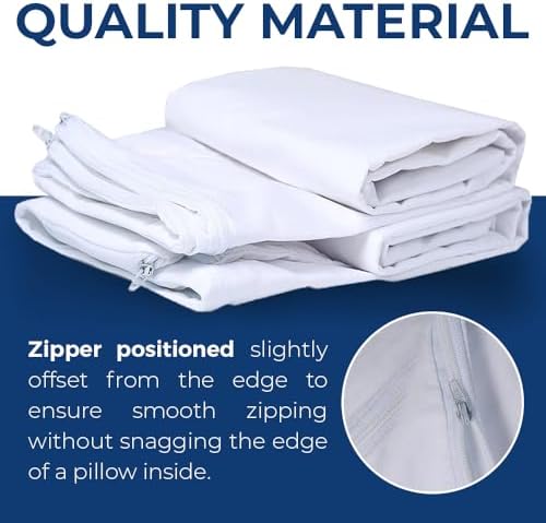 Linteum Textile White Pillowcase Cover Zippered 20x30 Queen Size 6 Pack