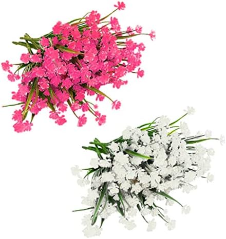 6 Bundles UV Resistant Artificial Flowers Bouquet 7 Stems 37cm White