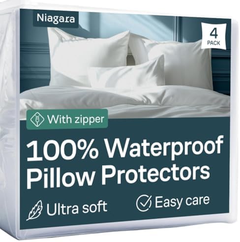 Niagara 4 Pack Waterproof Pillow Protectors Queen 20x30 Inches