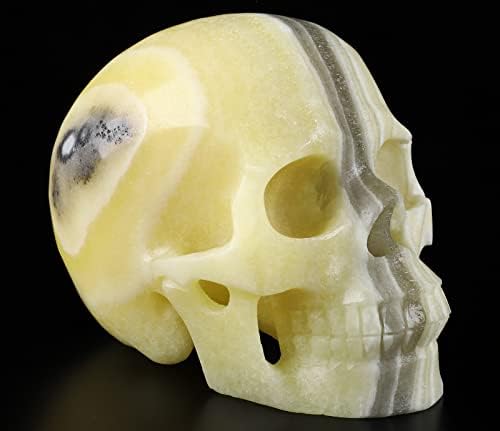 Skullis Zebra Calcite Crystal Skull Sculpture