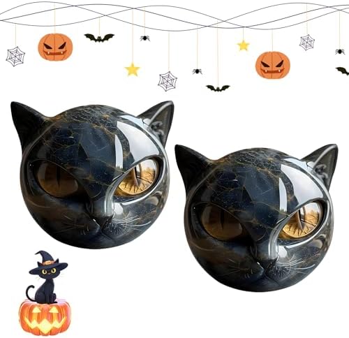 Luxury Black Cat Stone Sculpture 2PCS