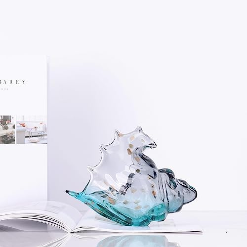 Hand Blown Gray Glass Conch Statue Decor 1