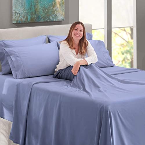 LinenEra 4 Piece Bed Sheet Set - 800 TC Steel Blue Twin XL