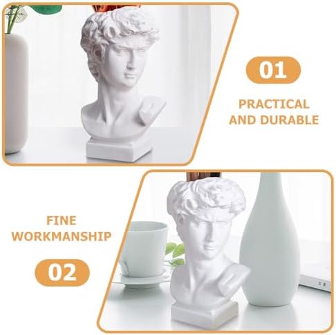 Greek Statue Pen Holder - David Bust Resin Desk Organizer 1