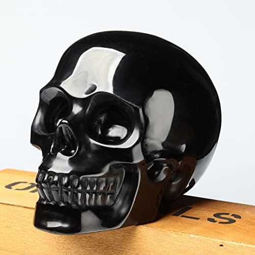 5 Inch Natural Black Obsidian Crystal Skull Statue
