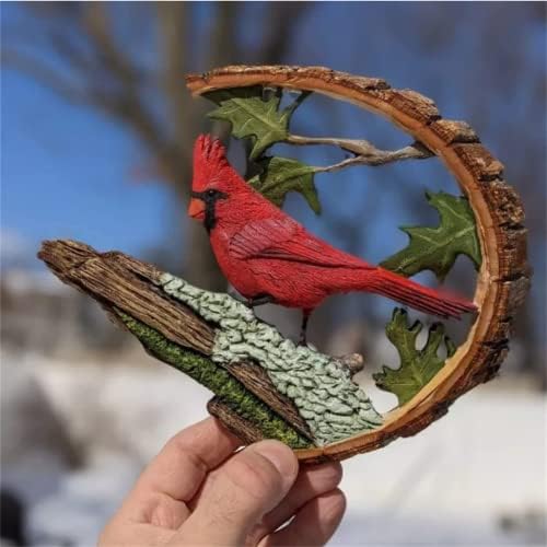 DFYOP Cardinal Wood Carving Statue - Unique Original Art Decor