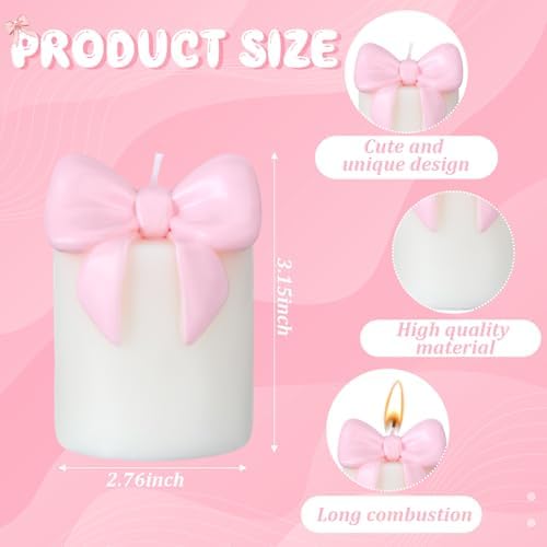 Nuanchu Pink Bow Candle Freesia Scented Soy Wax Decor