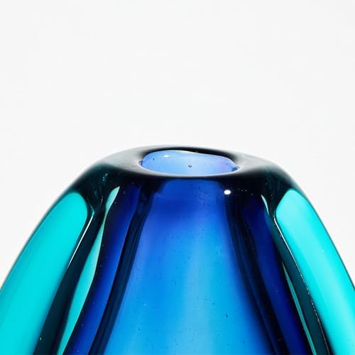 Luxury Lane London Blue 10 Inch Tall Oval Art Glass Vase