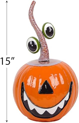 National Tree Company Floating Eyes Metal Pumpkin Statue Orange 15 in