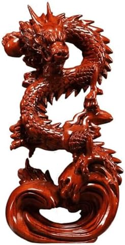 Feng Shui Dragon Statue - 7 Inch Red Wooden Ornament