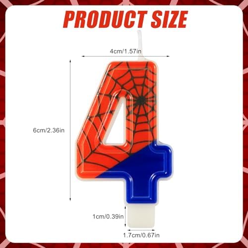 Spider Web Number Candle Birthday Cake Topper 4 pcs
