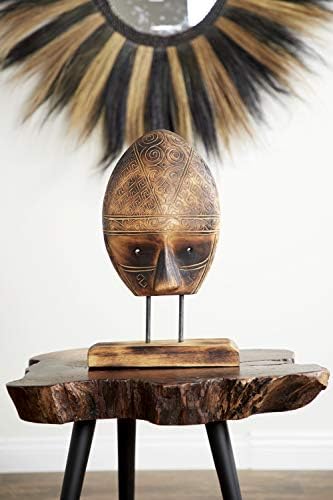 Deco 79 Carved Tribal Mask Reclaimed Wood Sculpture