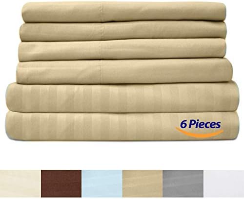 6 Piece 800 Thread Count Twin Sheet Set with Pillow Cases