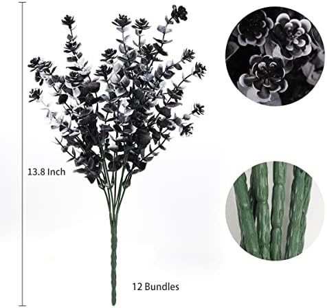 RECUTMS Artificial Flowers 12 Pcs Black and White