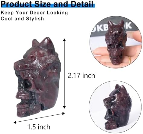 217 Inch Garnet Crystal Skull Wolf Head Statue Decor