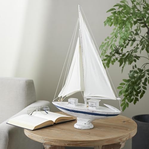 Deco 79 Nautical Wood Sail Boat Decor Statue
