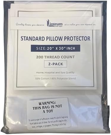 Linteum Textile White Pillowcase Cover Zippered 20x30 Queen Size 6 Pack