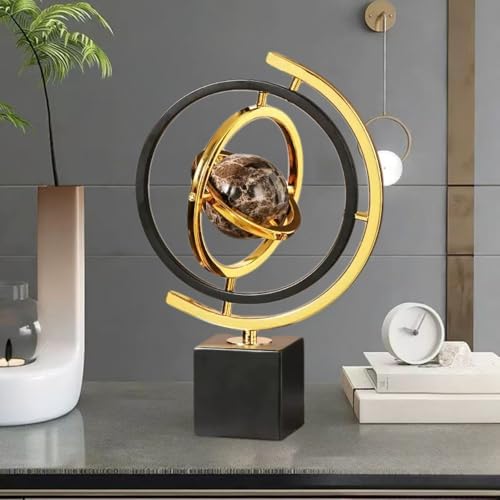 Modern Abstract Metal Marble Sculpture Decor