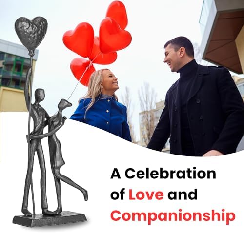 Handcrafted Iron Couple Sculpture - Romantic Home Decor