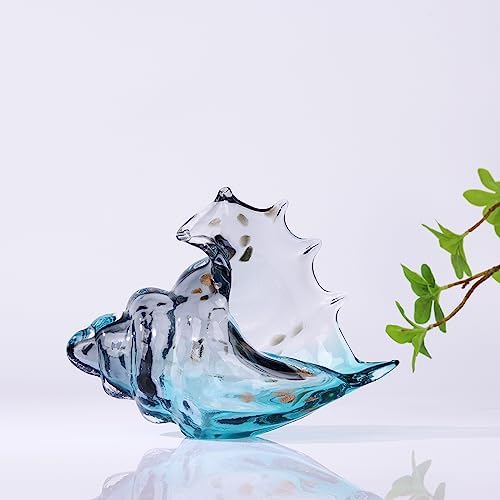 Hand Blown Gray Glass Conch Statue Decor 1