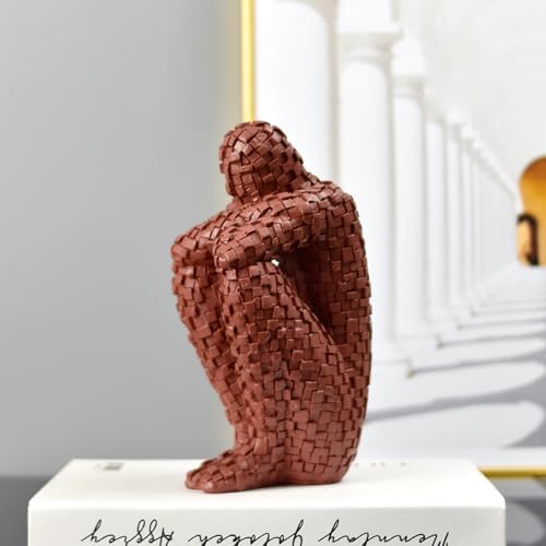 Abstract Mosaic Resin Sculpture Thinker Figurine Red