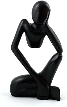 12 Black Wooden Abstract Thinking Man Sculpture