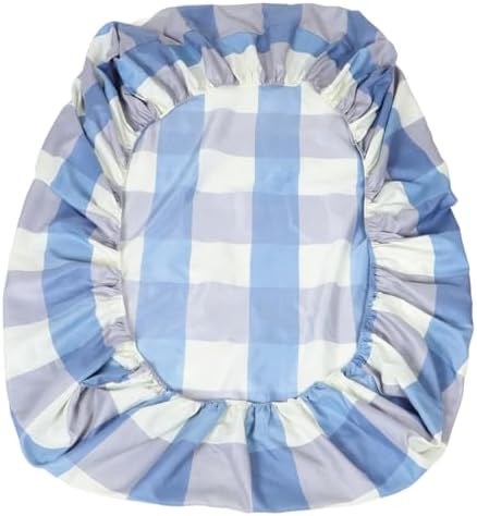 Luxshiny Blue Plaid Twin Fitted Sheet with Breathable Cover
