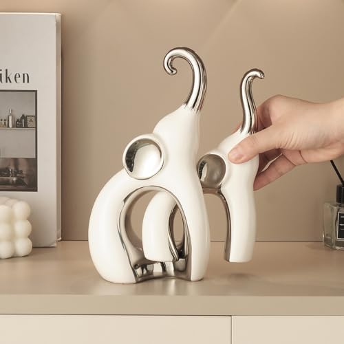 Tuioyoc Ceramic Elephant Statues Set of 2