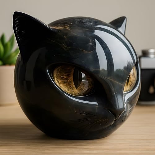 Luxury Black Cat Stone Sculpture 2PCS