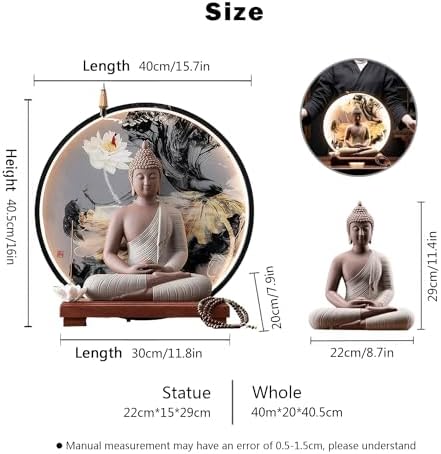 Shakyamuni Buddha Statue with Incense Holder and LED Light