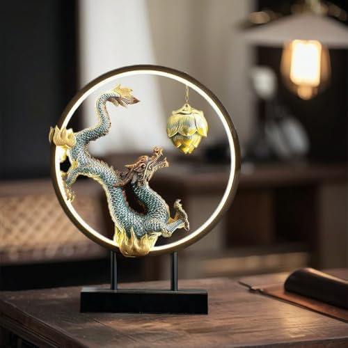 Chinese Ceramic Dragon Statue USB LED Light Incense Holder