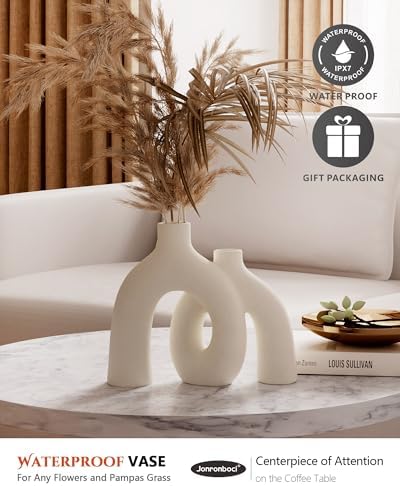 Jonronboci Hug Donut Vase Set - Cream White Modern Nordic Boho Style