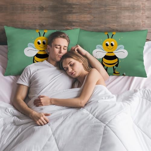 NWGHM Cartoon Bee Pillow Case with Zipper 30x20 Inches