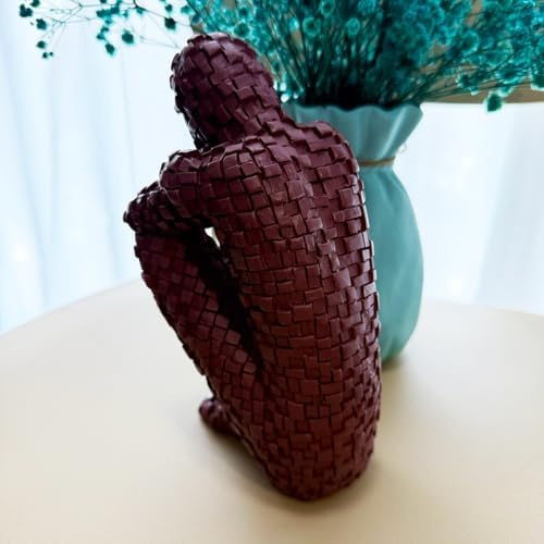 Abstract Mosaic Resin Sculpture Thinker Figurine Red