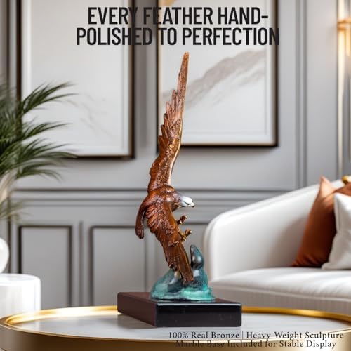 Bronze Eagle Diving Over Waves Sculpture 152 Inch Handcrafted Statue