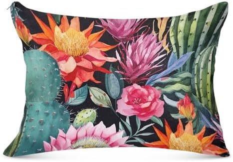 GAIGEO Flower Wallpaper Black Pillow Covers with Zipper